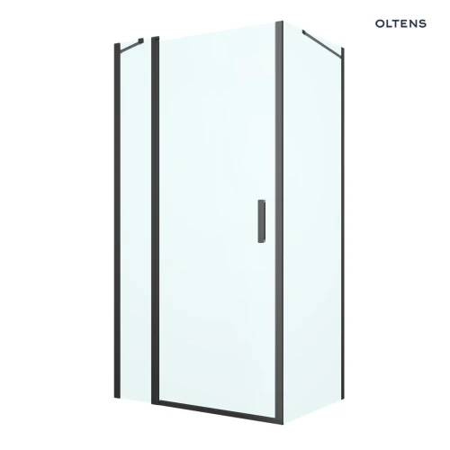 Oltens Verdal kabina prysznicowa 100x80 cm prostokątna drzwi ze ścianką czarny mat/szkło przezroczyste 20209300