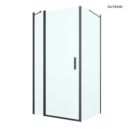 Oltens Verdal kabina prysznicowa 100x90 cm prostokątna drzwi ze ścianką czarny mat/szkło przezroczyste 20211300