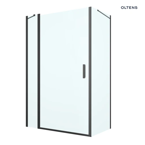 Oltens Verdal kabina prysznicowa 120x80 cm prostokątna drzwi ze ścianką czarny mat/szkło przezroczyste 20210300