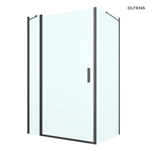 Oltens Verdal kabina prysznicowa 120x90 cm prostokątna drzwi ze ścianką czarny mat/szkło przezroczyste 20213300