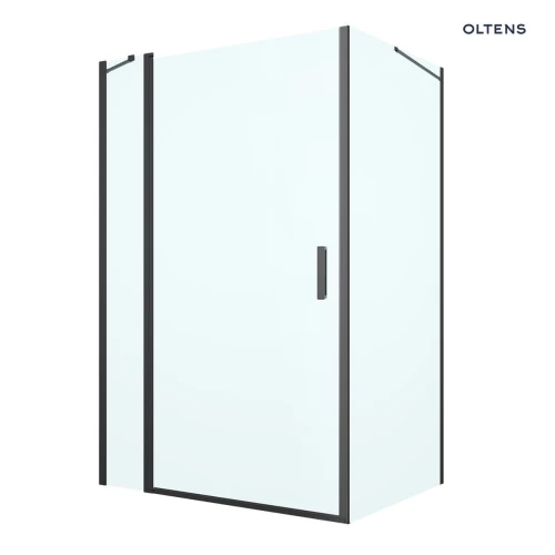 Oltens Verdal kabina prysznicowa 120x100 cm prostokątna drzwi ze ścianką czarny mat/szkło przezroczyste 20214300