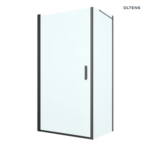 Oltens Rinnan kabina prysznicowa 100x80 cm prostokątna drzwi ze ścianką czarny mat/szkło przezroczyste 20218300