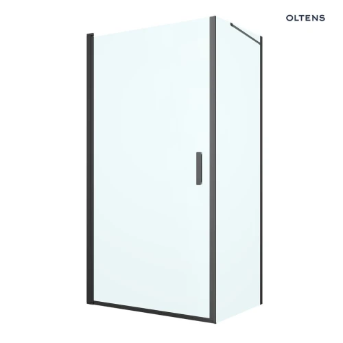 Oltens Rinnan kabina prysznicowa 100x80 cm prostokątna drzwi ze ścianką czarny mat/szkło przezroczyste 20218300
