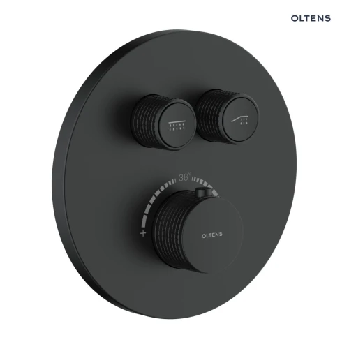 Oltens Onega bateria wannowo-prysznicowa podtynkowa termostatyczna czarny mat 34601300
