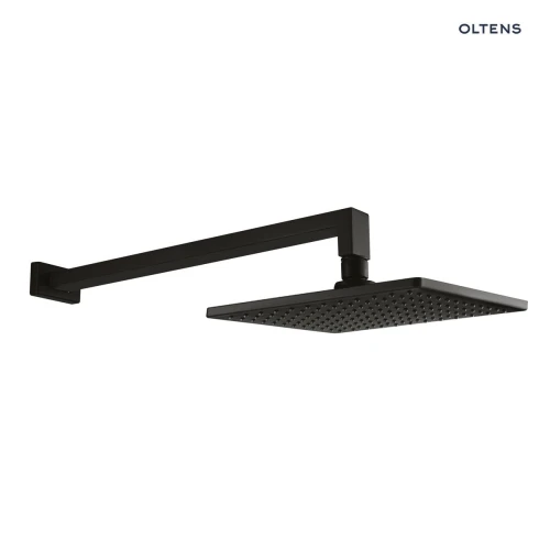 Oltens Atran (S) Lagan (S) deszczownica 22 cm kwadratowa z ramieniem ściennym czarny mat 36019300