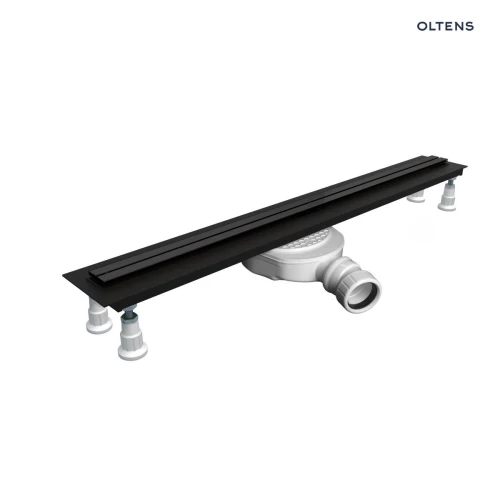Oltens Langan Slim odpływ prysznicowy liniowy 70 cm czarny/czarny mat 30010300