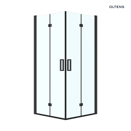Oltens Byske kabina prysznicowa 80x80 cm kwadratowa czarny mat/szkło przezroczyste 20001300
