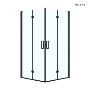 Oltens Byske kabina prysznicowa 90x90 cm kwadratowa czarny mat/szkło przezroczyste 20002300