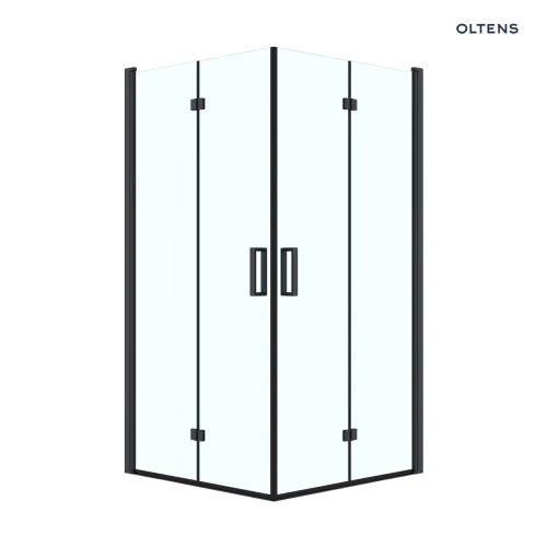 Oltens Byske kabina prysznicowa 90x90 cm kwadratowa czarny mat/szkło przezroczyste 20002300
