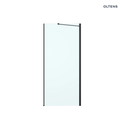Oltens Hallan ścianka prysznicowa 80 cm boczna do drzwi czarny mat/szkło przezroczyste 22100300
