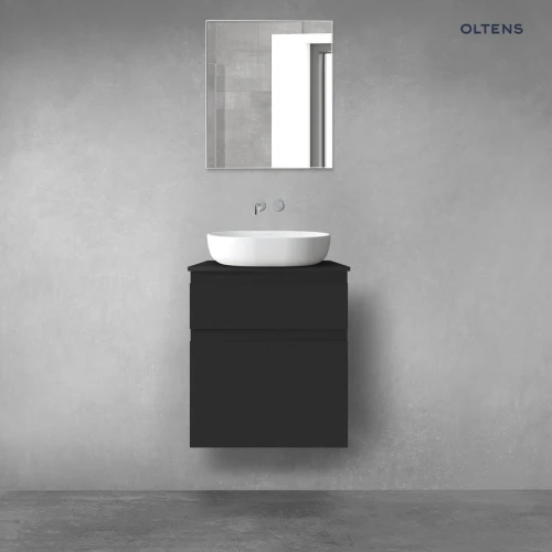 Oltens Vernal zestaw mebli łazienkowych 60 cm z blatem czarny mat 68218300