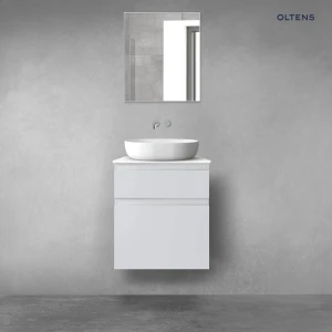 Oltens Vernal zestaw mebli łazienkowych 60 cm z blatem szary mat/biały połysk 68226700