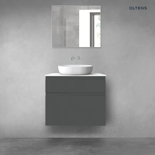 Oltens Vernal zestaw mebli łazienkowych 80 cm z blatem grafit mat/biały połysk 68227400