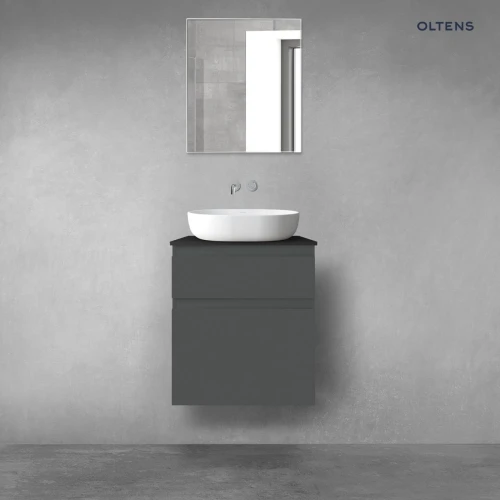 Oltens Vernal zestaw mebli łazienkowych 60 cm z blatem grafit mat/czarny mat 68230400