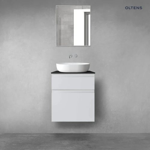 Oltens Vernal zestaw mebli łazienkowych 60 cm z blatem szary mat/czarny mat 68230700