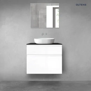 Oltens Vernal zestaw mebli łazienkowych 80 cm z blatem biały połysk/czarny mat 68231000