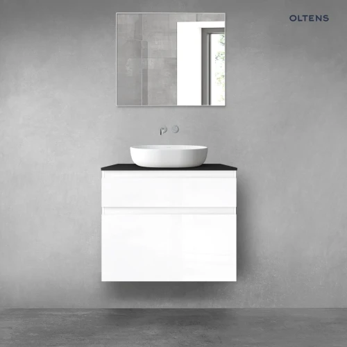 Oltens Vernal zestaw mebli łazienkowych 80 cm z blatem biały połysk/czarny mat 68231000