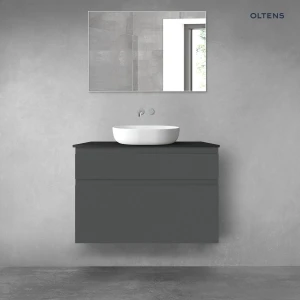 Oltens Vernal zestaw mebli łazienkowych 100 cm z blatem grafit mat/czarny mat 68232400