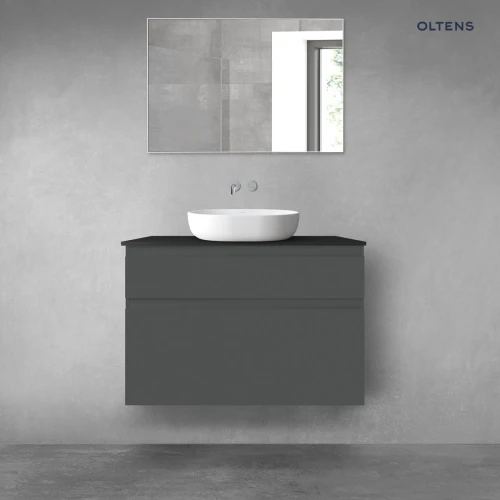 Oltens Vernal zestaw mebli łazienkowych 100 cm z blatem grafit mat/czarny mat 68232400