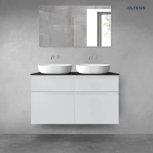 Oltens Vernal zestaw mebli łazienkowych 120 cm z blatem szary mat/czarny mat 68303700