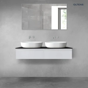 Oltens Vernal zestaw mebli łazienkowych 120 cm z blatem szary mat/czarny mat 68242700