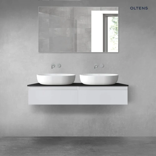 Oltens Vernal zestaw mebli łazienkowych 120 cm z blatem szary mat/czarny mat 68242700