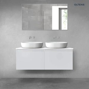 Oltens Vernal zestaw mebli łazienkowych 120 cm z blatem szary mat/biały połysk 68245700