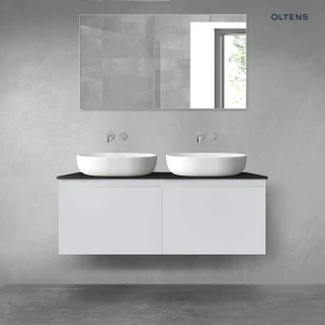 Oltens Vernal zestaw mebli łazienkowych 120 cm z blatem szary mat/czarny mat 68246700