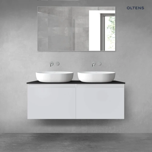 Oltens Vernal zestaw mebli łazienkowych 120 cm z blatem szary mat/czarny mat 68246700