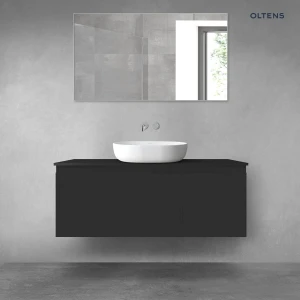 Oltens Vernal zestaw mebli łazienkowych 120 cm z blatem czarny mat 68248300