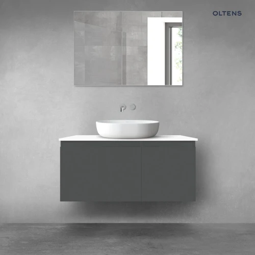 Oltens Vernal zestaw mebli łazienkowych 100 cm z blatem grafit mat/biały połysk 68253400