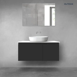 Oltens Vernal zestaw mebli łazienkowych 100 cm z blatem czarny mat/biały połysk 68253300