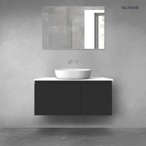 Oltens Vernal zestaw mebli łazienkowych 100 cm z blatem czarny mat/biały połysk 68253300