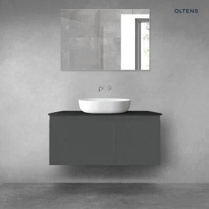 Oltens Vernal zestaw mebli łazienkowych 100 cm z blatem grafit mat/czarny mat 68255400