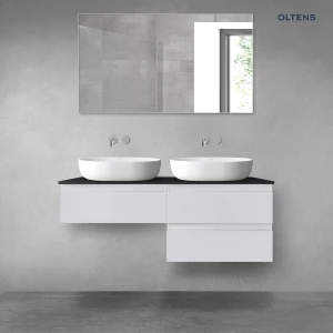 Oltens Vernal zestaw mebli łazienkowych 120 cm z blatem szary mat/czarny mat 68237700