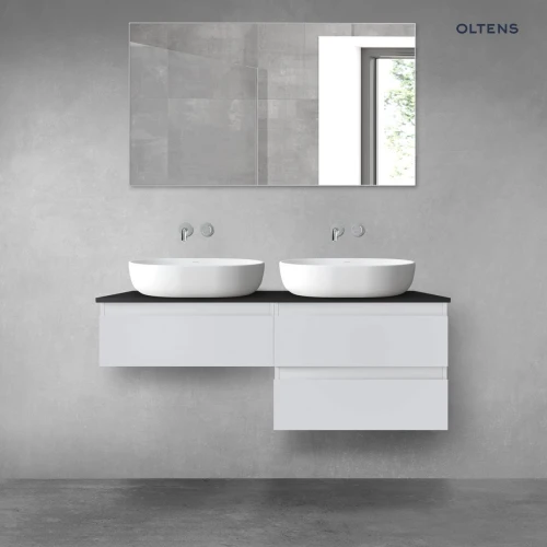 Oltens Vernal zestaw mebli łazienkowych 120 cm z blatem szary mat/czarny mat 68237700