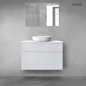 Oltens Vernal zestaw mebli łazienkowych 100 cm z blatem szary mat/biały połysk 68228700