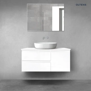 Oltens Vernal zestaw mebli łazienkowych 100 cm z blatem biały połysk 68201000