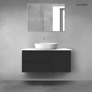 Oltens Vernal zestaw mebli łazienkowych 100 cm z blatem czarny mat/biały połysk 68204300