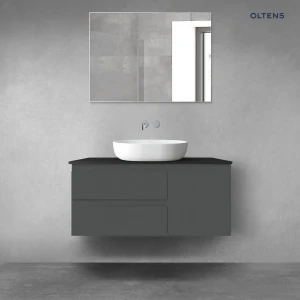 Oltens Vernal zestaw mebli łazienkowych 100 cm z blatem grafit mat/czarny mat 68205400