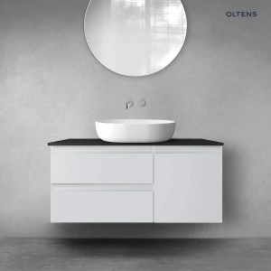 Oltens Vernal zestaw mebli łazienkowych 100 cm z blatem szary mat/czarny mat 68205700
