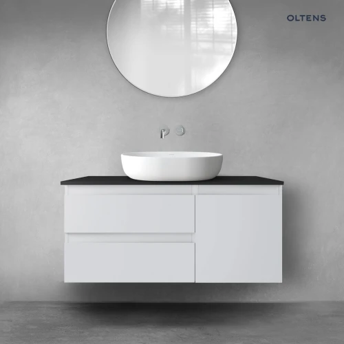 Oltens Vernal zestaw mebli łazienkowych 100 cm z blatem szary mat/czarny mat 68205700