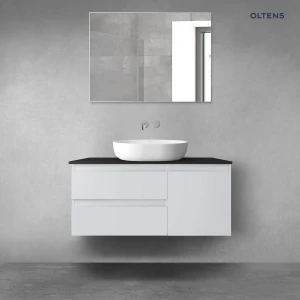 Oltens Vernal zestaw mebli łazienkowych 100 cm z blatem szary mat/czarny mat 68206700