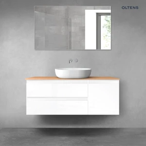 Oltens Vernal zestaw mebli łazienkowych 120 cm z blatem biały połysk/dąb 68210000