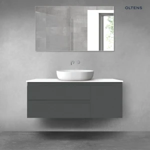Oltens Vernal zestaw mebli łazienkowych 120 cm z blatem grafit mat/biały połysk 68212400