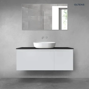 Oltens Vernal zestaw mebli łazienkowych 120 cm z blatem szary mat/czarny mat 68256700