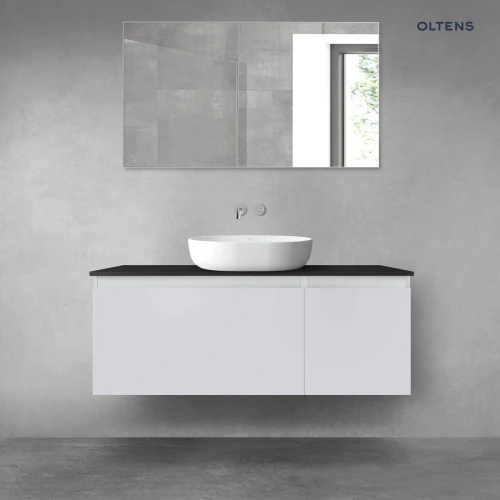 Oltens Vernal zestaw mebli łazienkowych 120 cm z blatem szary mat/czarny mat 68256700