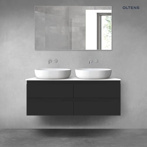 Oltens Vernal zestaw mebli łazienkowych 120 cm z blatem czarny mat/biały połysk 68216300