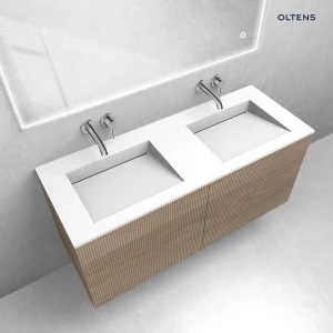 Zestaw Oltens Lun szafka podumywalkowa 120 cm z umywalką Stila LavaForm dąb/biały mat 68757060