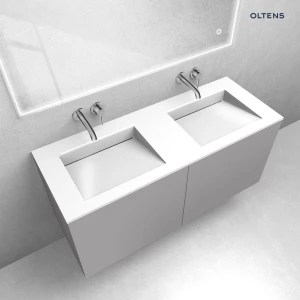 Zestaw Oltens Lun szafka podumywalkowa 120 cm z umywalką Stila LavaForm kaszmir/biały połysk 68766900